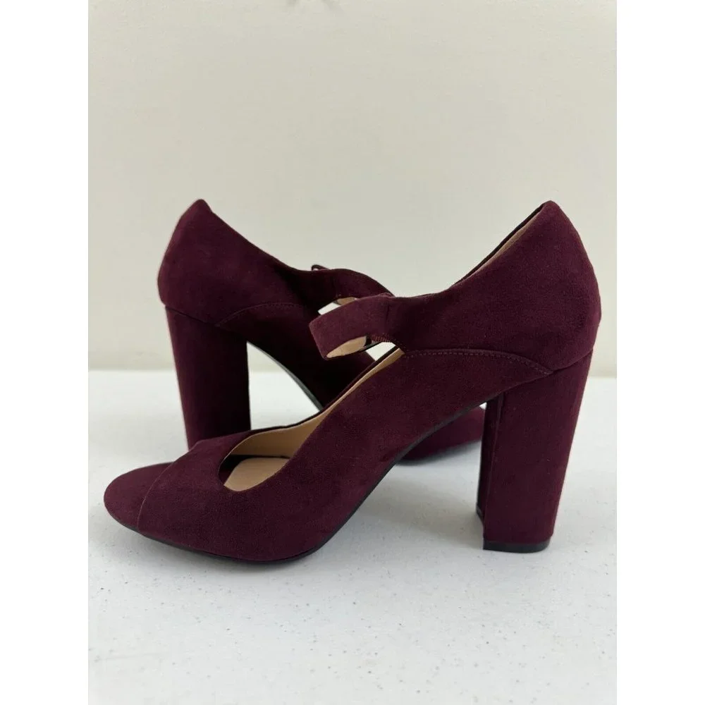 Comfort Est 1946 Burgundy Block Open Toe High Heels Size 8 M